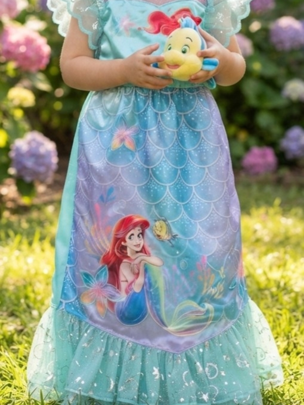 Disney Princess Ariel Fantasy Gown Dress 3T Blue Purple Flame Resistant NWT